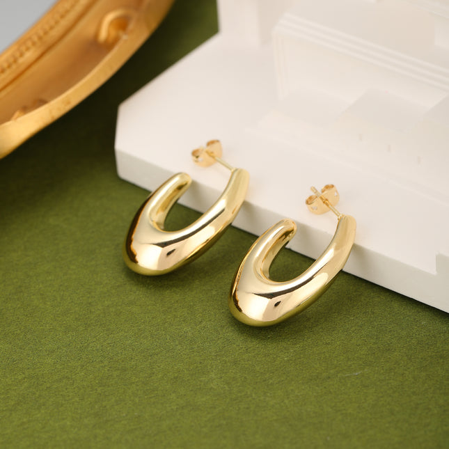 Aretes INS De Luna Hueca Con Acabado En Oro De 14K Pendientes Para Mujer