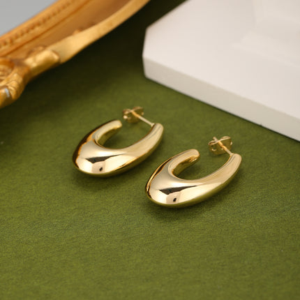 Aretes INS De Luna Hueca Con Acabado En Oro De 14K Pendientes Para Mujer