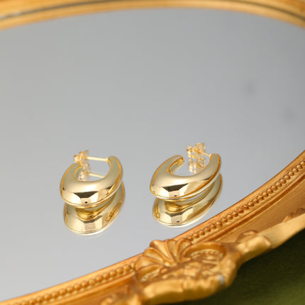 Aretes INS De Luna Hueca Con Acabado En Oro De 14K Pendientes Para Mujer