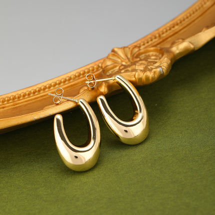 Aretes INS De Luna Hueca Con Acabado En Oro De 14K Pendientes Para Mujer