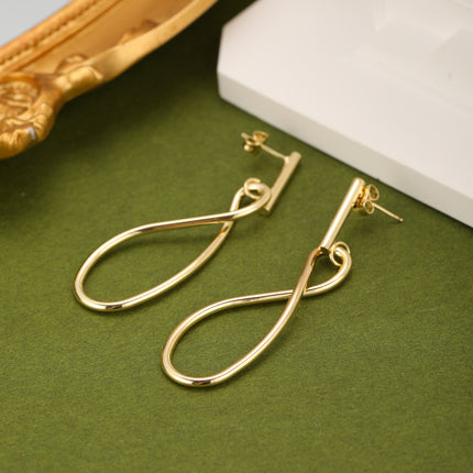 Aretes De Cobre Dorados Con Colgante En Forma De 8 Estilo Minimalista