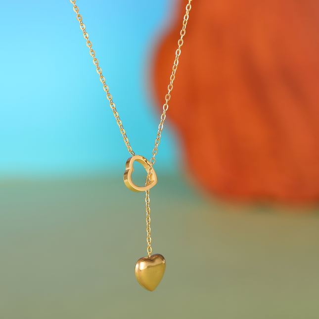 Collar Simple De Tipo Corbata Con Colgante De Corazón De Acero Inoxidable Y Borla De Moda