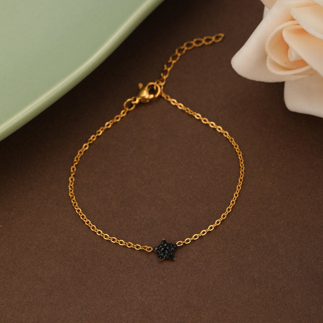 Pulsera De Acero Inoxidable Con Colgante De Estrella Negra Estilo Moda