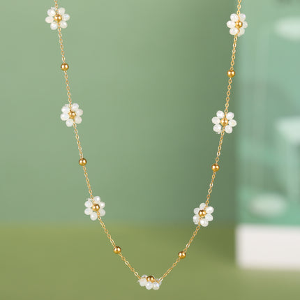 Collar De Estilo Étnico De Matricaria Transparente De Moda Fresca Para Mujer Con Bolas