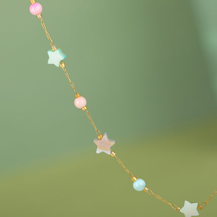 Collar Colorido De Acero Inoxidable Con Estrellas O Corazones O Flores De Concha De Estilo Étnico