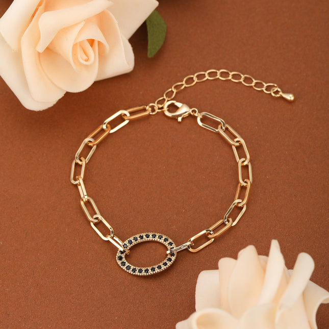 Pulsera De Cadena De Anillos De Cobre En Diseño Elegante Para Mujer