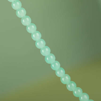 Collar Elegante Simple De Cuentas De Vidrio Verde De Moda Con Perla Grande