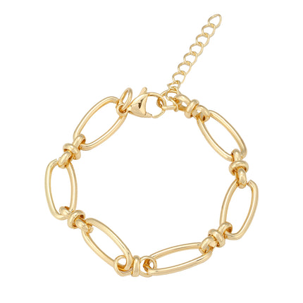 Pulsera De Cadena Ovalada Con Cierre Minimalista, Estilo Moderno