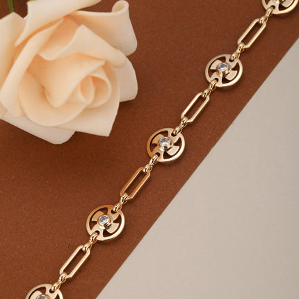Pulsera De Cobre Con Colgante En Forma De Abanico Y Zirconia Blanca