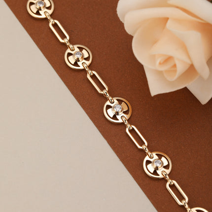Pulsera De Cobre Con Colgante En Forma De Abanico Y Zirconia Blanca