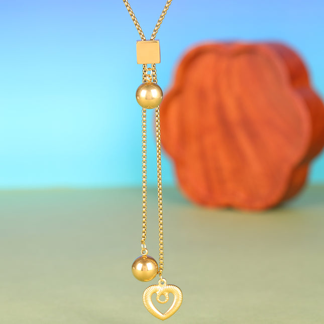 Collar De Moda De Tipo Corbata De Acero Inoxidable Versátil Con Colgante De Corazón Clásico