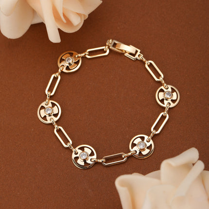 Pulsera De Cobre Con Colgante En Forma De Abanico Y Zirconia Blanca
