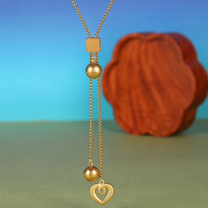 Collar De Moda De Tipo Corbata De Acero Inoxidable Versátil Con Colgante De Corazón Clásico