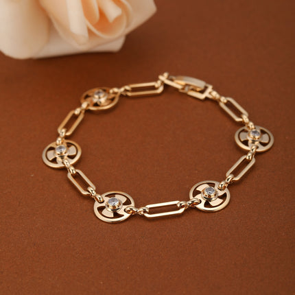 Pulsera De Cobre Con Colgante En Forma De Abanico Y Zirconia Blanca