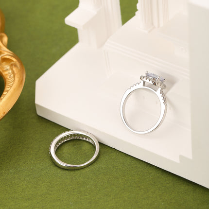 Anillos De Pareja Con Diseño Simple Y Diamantes De Cobre Chapado En Plata