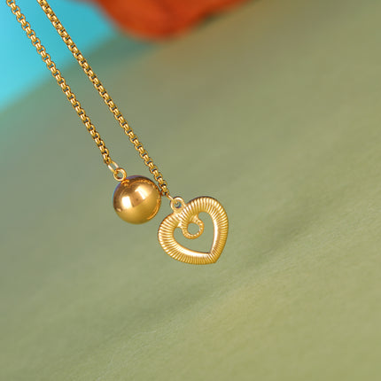 Collar De Moda De Tipo Corbata De Acero Inoxidable Versátil Con Colgante De Corazón Clásico