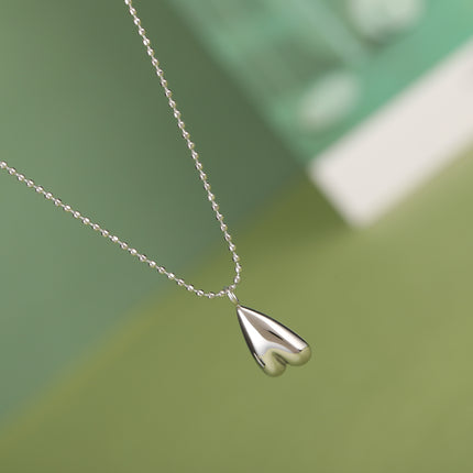 Collar De Acero Inoxidable De Cadena Sencilla De Bolas Con Colgante De Corazón Al Revés