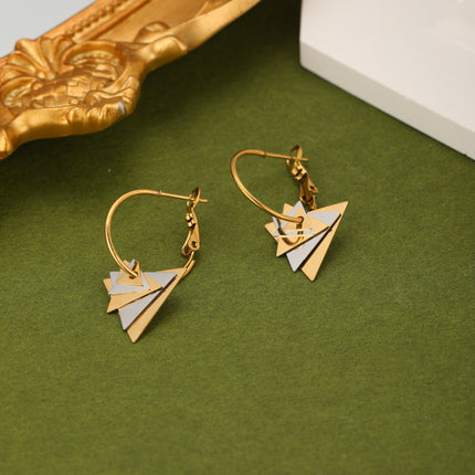 Aretes Arracadas De Acero Colgante De Triángulo Brillantes Estilo Simple