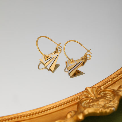 Aretes Arracadas De Acero Colgante De Triángulo Brillantes Estilo Simple