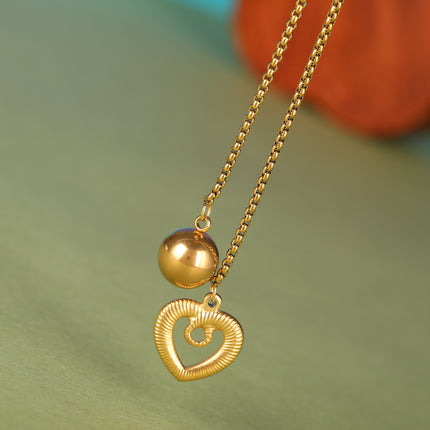 Collar De Moda De Tipo Corbata De Acero Inoxidable Versátil Con Colgante De Corazón Clásico