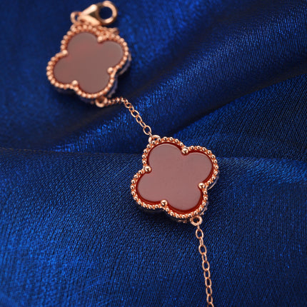 Pulsera Con Diseño De Trébol De Ágata Y Moissanita En Plata 925 Elegante