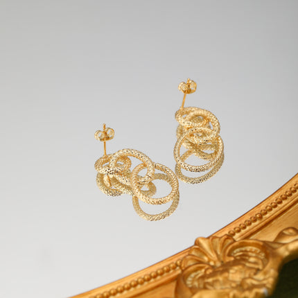 Aretes Largos Con Cadenas Ovaladas En Oro De 14K Pendientes Cobre
