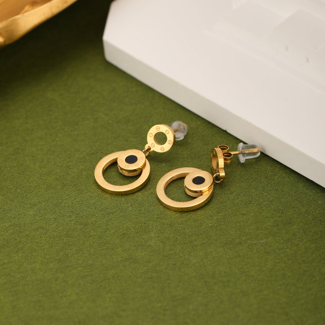 Aretes Arracadas De Geometría Circular Con Pequeño Disco Y Gran Aro