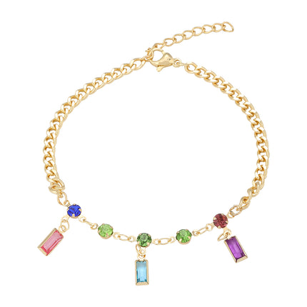 Pulsera De Acero Inoxidable Con Circonitas Multicolores De Estilo Moderno