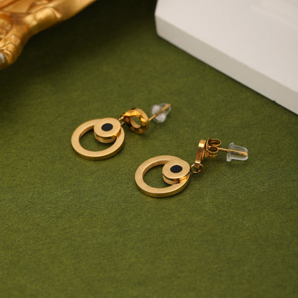Aretes Arracadas De Geometría Circular Con Pequeño Disco Y Gran Aro