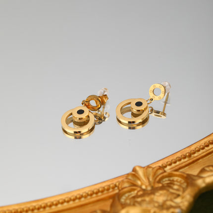 Aretes Arracadas De Geometría Circular Con Pequeño Disco Y Gran Aro