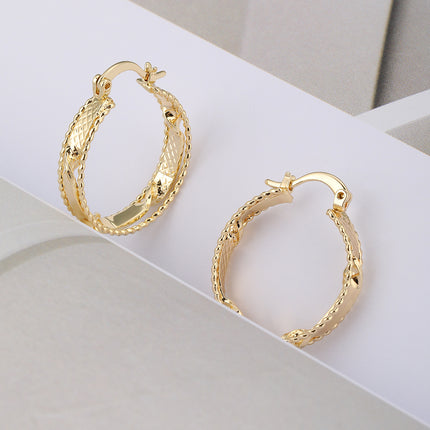Aretes De Aro Dorados Elegantes Arracadas En Cobre Moda