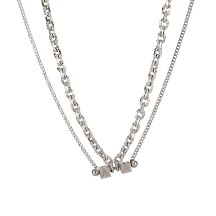 Collar Con Mancuernas Cuadradas Con Letra A De Moda De Acero Inoxidable