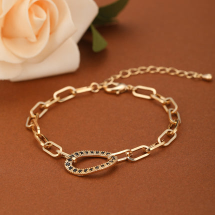 Pulsera De Cadena De Anillos De Cobre En Diseño Elegante Para Mujer