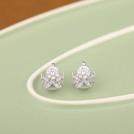 Aretes En La Oreja Fino Ear Cuff Con Lazo Delicado Y Zirconia Redonda