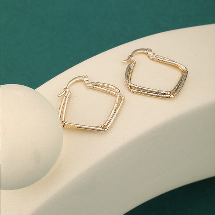 Aretes Arracadas De Cobre Dorados En Forma De Rombo, Estilo Moderno