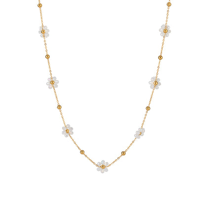 Collar De Estilo Étnico De Matricaria Transparente De Moda Fresca Para Mujer Con Bolas