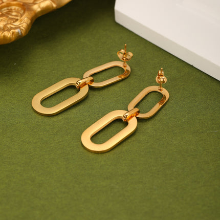 Aretes Arracadas De Acero Con Doble Anillo Ovalado De Colores Diferentes