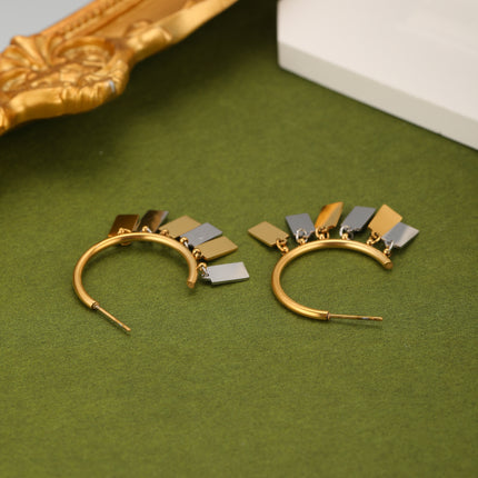 Aretes Arracadas En Acero Con Colgante De Lentejuelas Bicolor