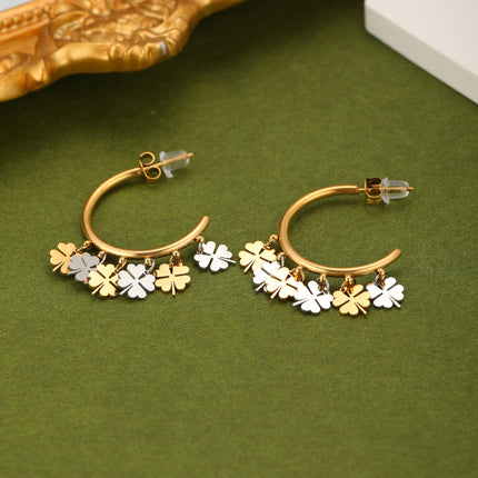 Aretes De Acero Arracadas Colgante De Lentejuelas Con Forma De Trébol