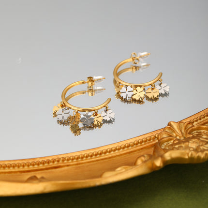 Aretes De Acero Arracadas Colgante De Lentejuelas Con Forma De Trébol