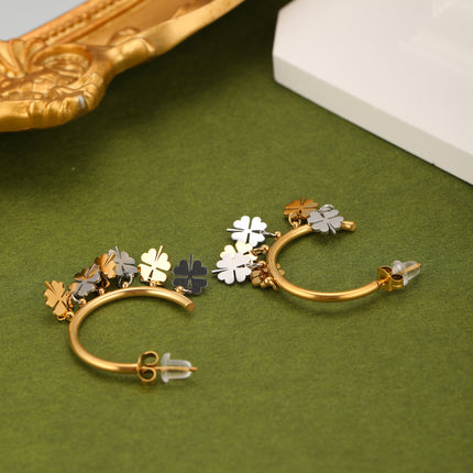 Aretes De Acero Arracadas Colgante De Lentejuelas Con Forma De Trébol