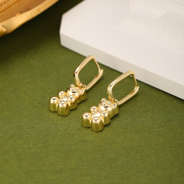 Aretes Con Colgante De Osito En Oro Bañado En Cobre 18K Diseño Elegante