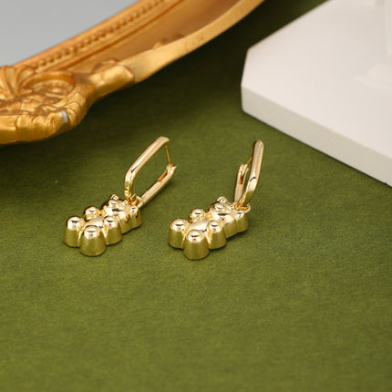 Aretes Con Colgante De Osito En Oro Bañado En Cobre 18K Diseño Elegante