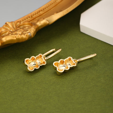 Aretes Con Colgante De Osito En Oro Bañado En Cobre 18K Diseño Elegante