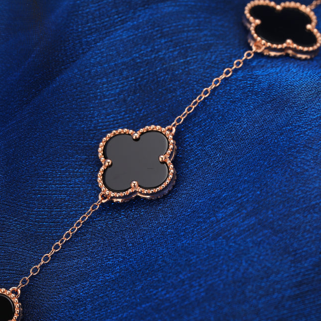 Pulsera Con Diseño De Trébol De Ágata Y Moissanita En Plata 925 Elegante