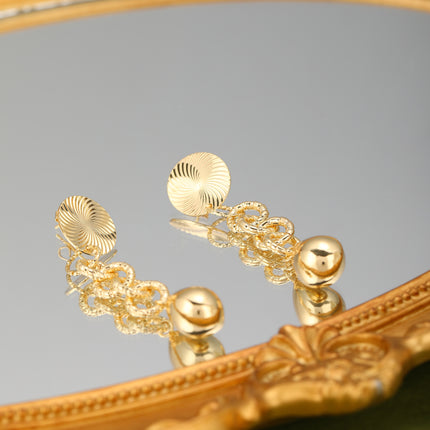 Aretes Largos Con Colgante De Gotas Y Aros En Oro 18K Estilo Moderno