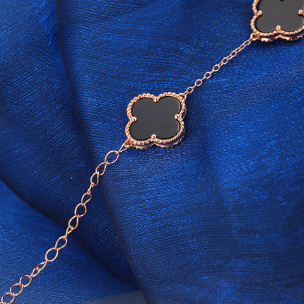 Pulsera Con Diseño De Trébol De Ágata Y Moissanita En Plata 925 Elegante