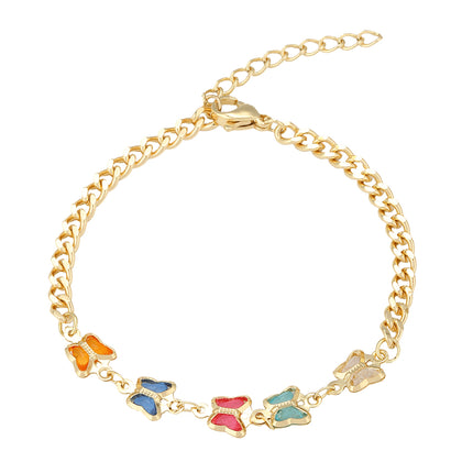 Pulsera De Acero Inoxidable Con Mariposas Multicolor Para Mujer