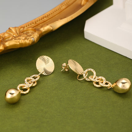 Aretes Largos Con Colgante De Gotas Y Aros En Oro 18K Estilo Moderno