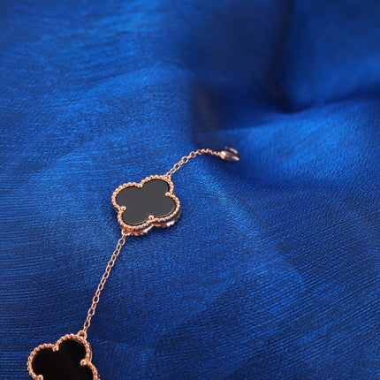 Pulsera Con Diseño De Trébol De Ágata Y Moissanita En Plata 925 Elegante
